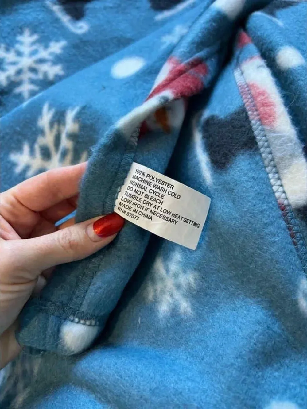EUC Fleece Snowman Winter Full Bed Size Flat Sheet